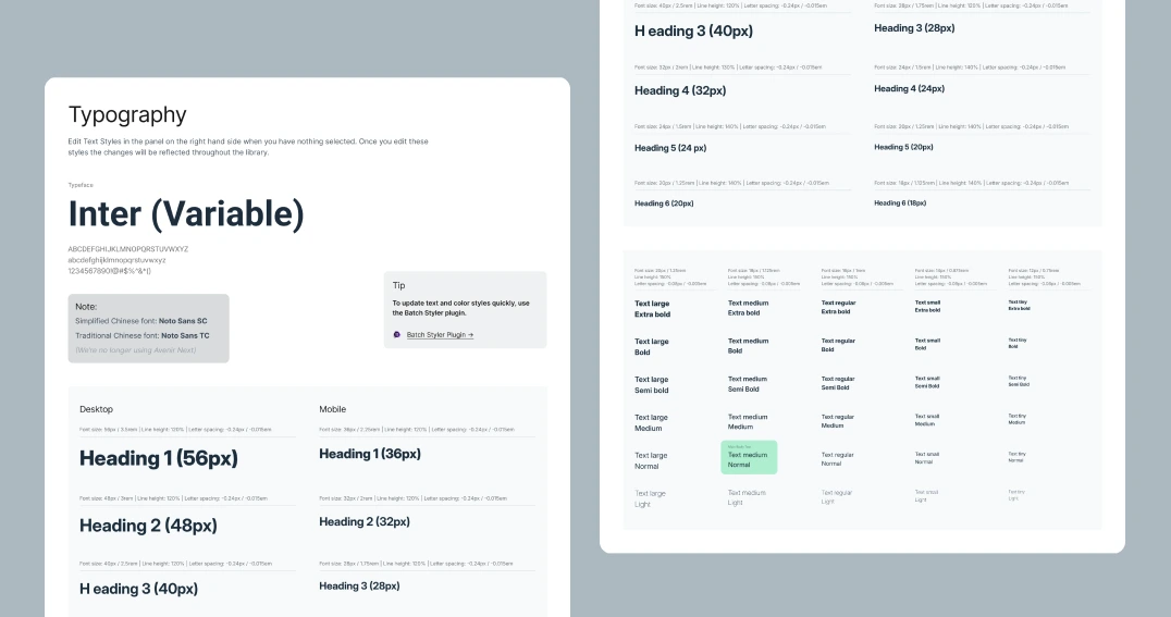 Typography guideline — type scale, weights and desktop/mobile usage rules