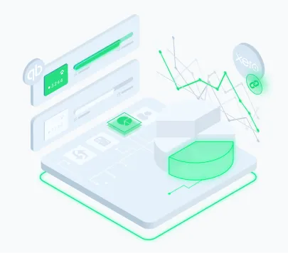 Isometric visual — tech and analytics deck