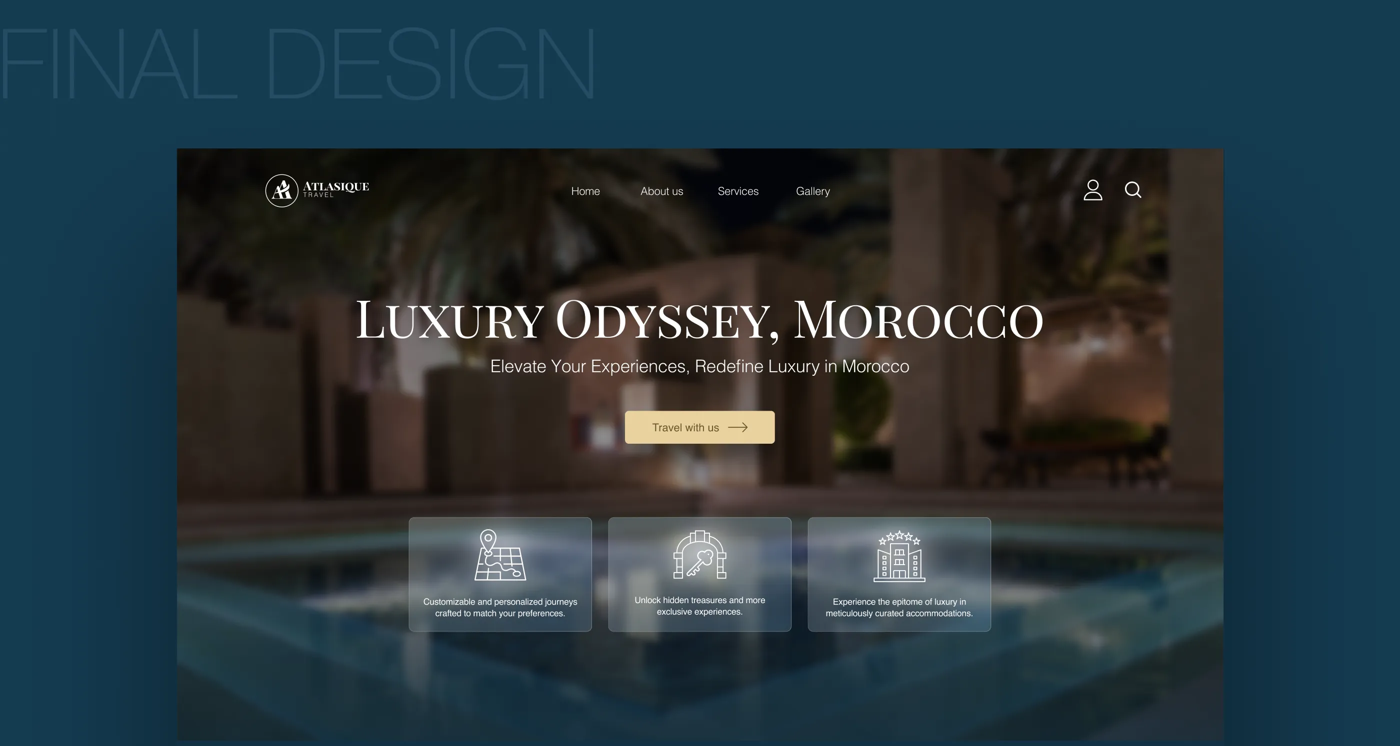 Atlasique landing page — exclusive access and destinations