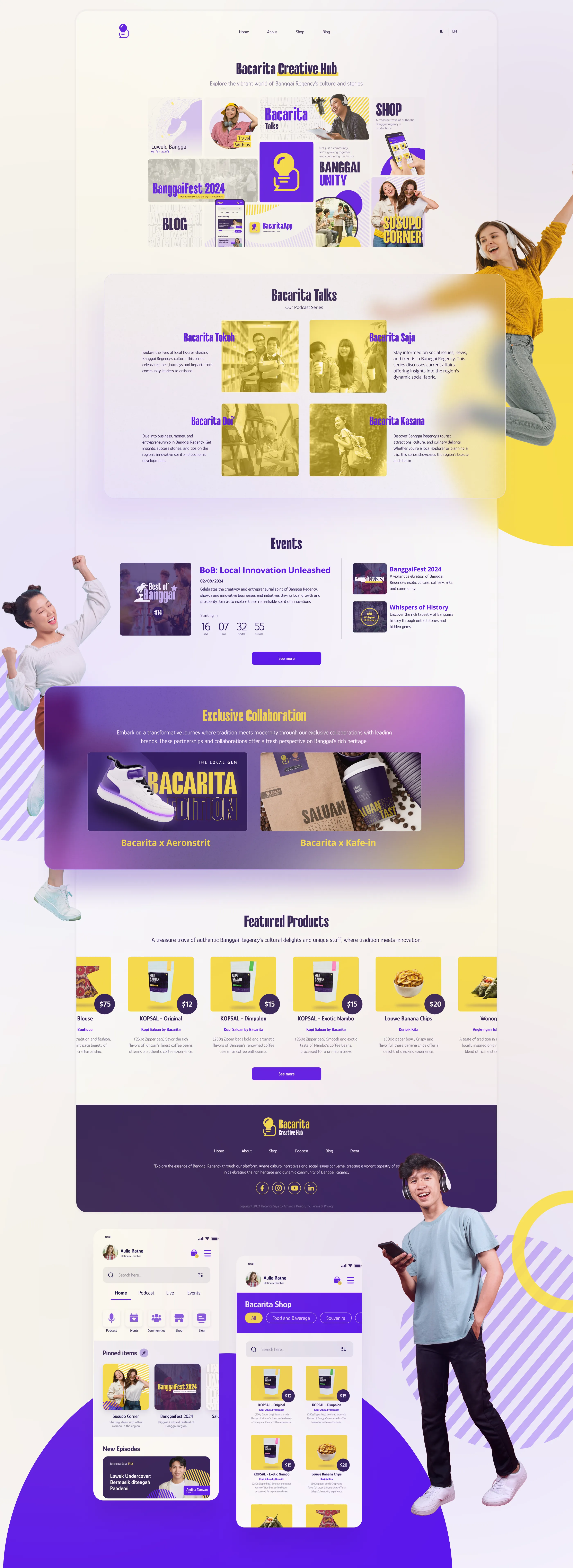 Bacarita Creative Hub — full page layout