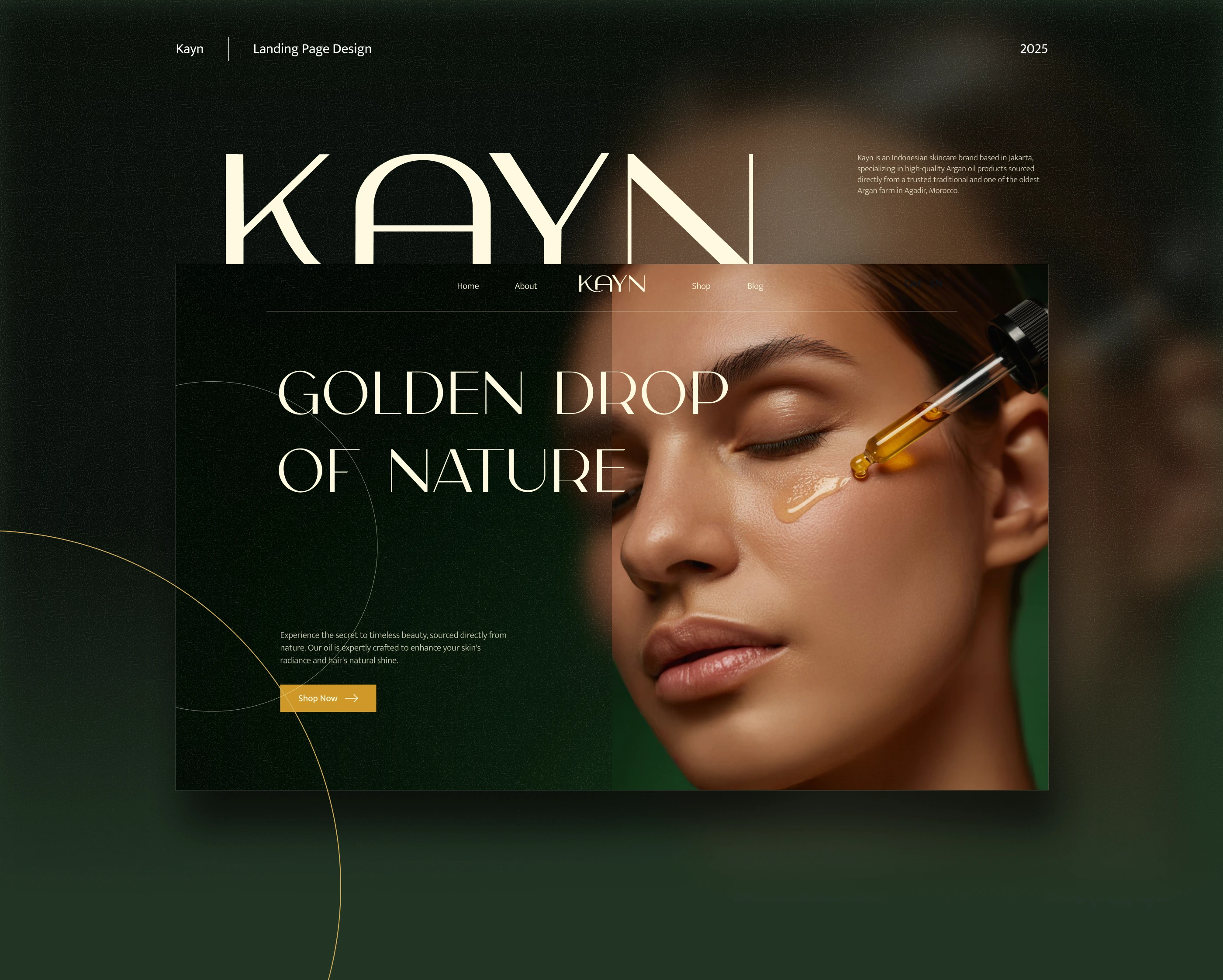 Kayn landing page — hero and brand introduction