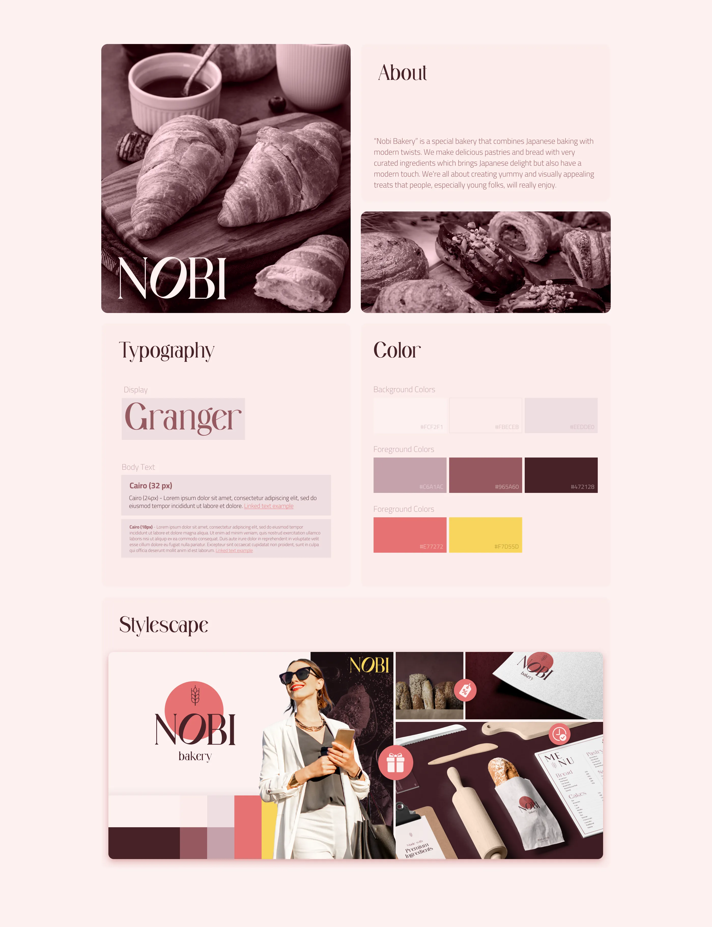 NOBI Bakery landing page — fusion menu and product showcase