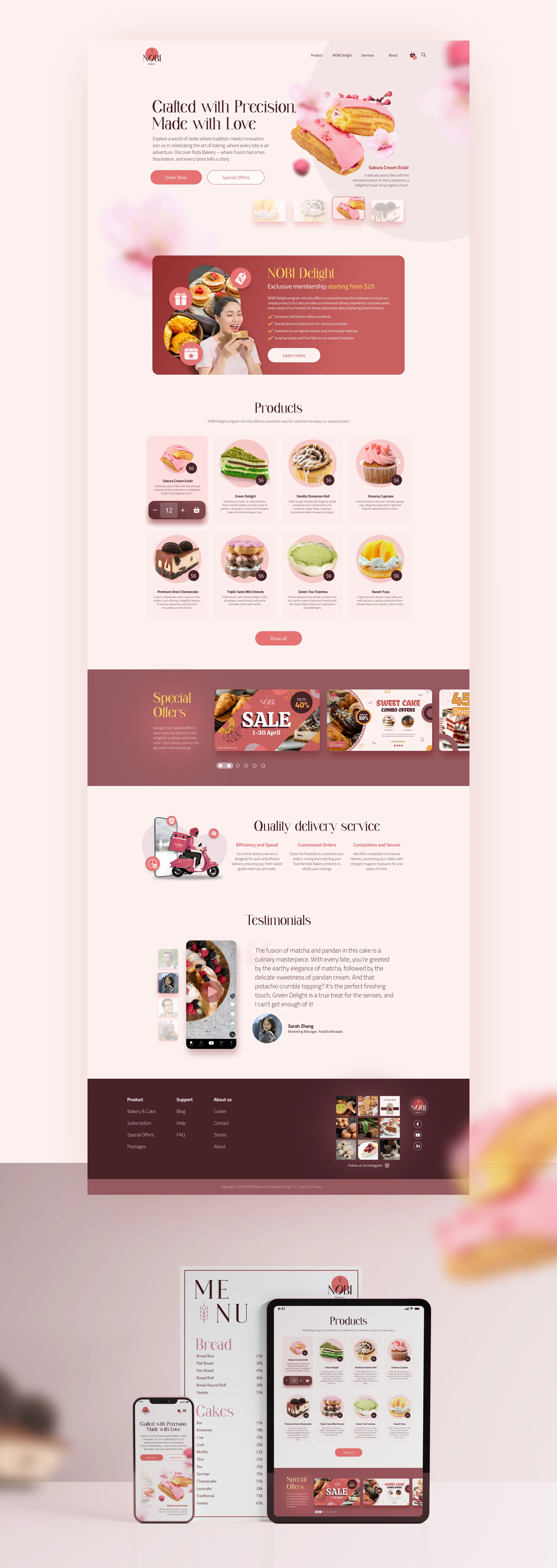 NOBI Bakery landing page — full page layout