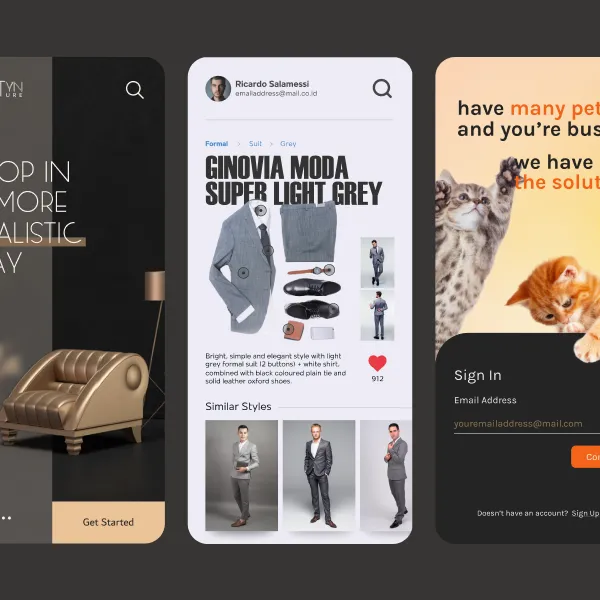 The Visual Lab mobile UI concepts preview