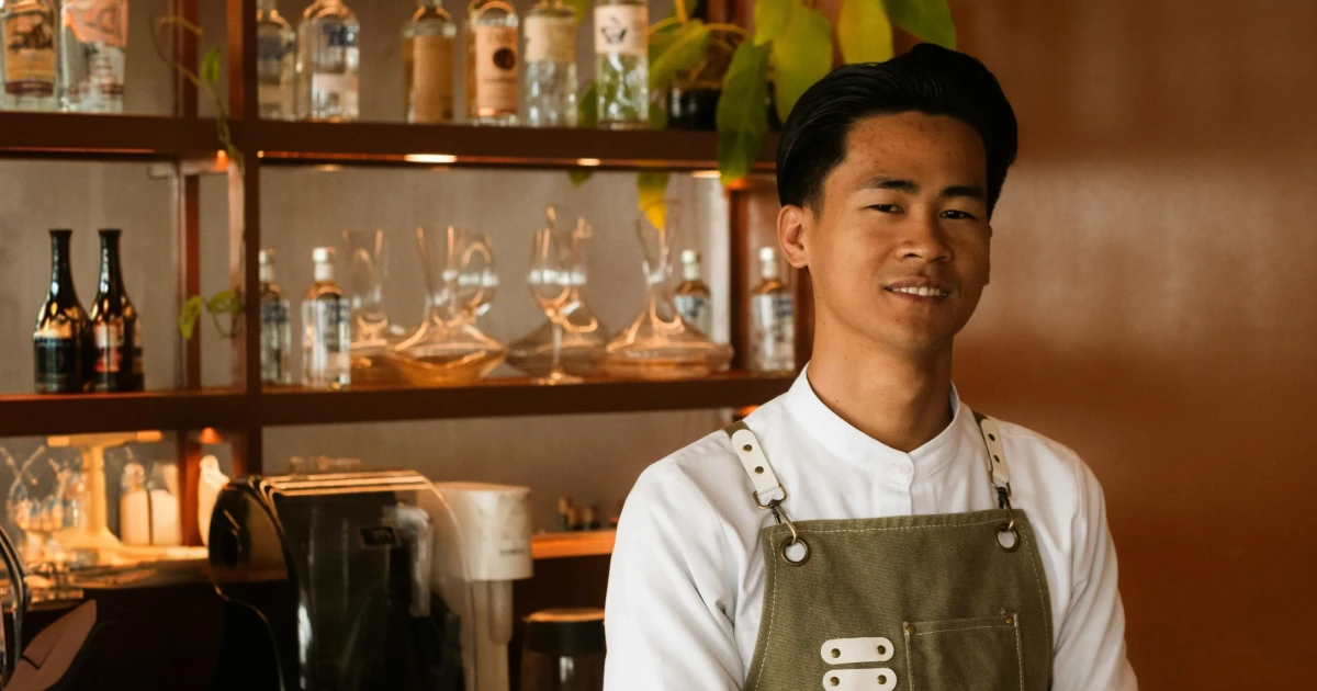 Davin Rifai behind the counter of the Ranah Kopi roastery